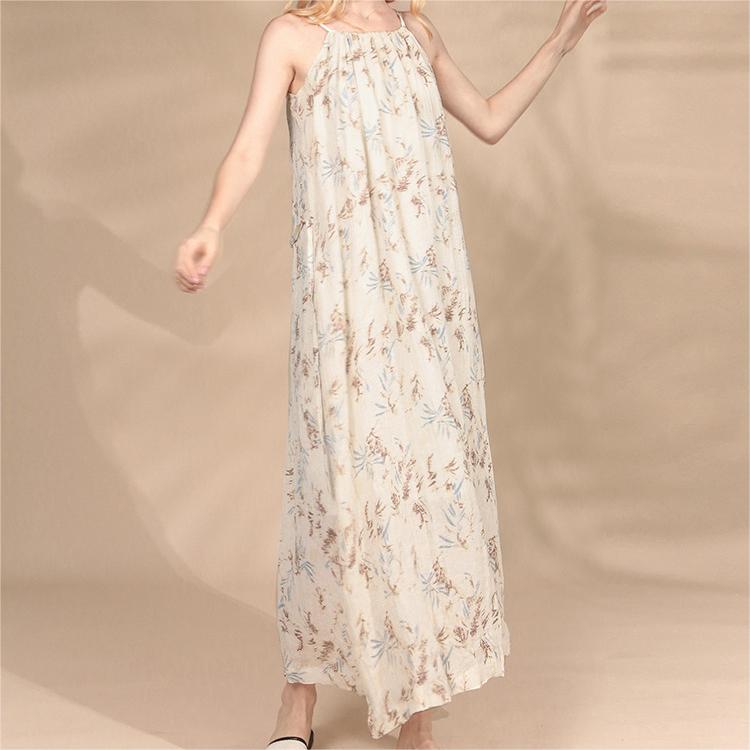 Summer A-Line Sleeveless Loose Maxi Long Casual Halter Dress Pocket ...